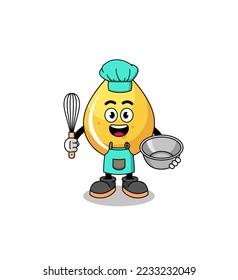 Illustration of honey drop as a bakery chef , character design