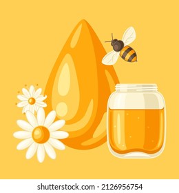 Illustration of honey. Image for food and agricultural industry.