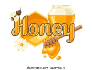 Illustration of honey. Image for food and agricultural industry.