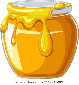 Illustration of a honey jar with dripping honey