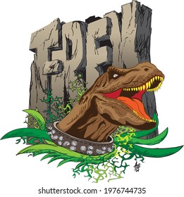 illustration of a hooded Tyrannosaurus head