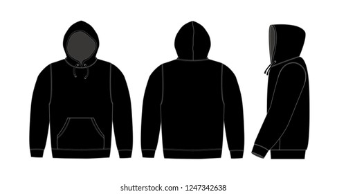 Illustration of hoodie (hooded sweatshirt) / black