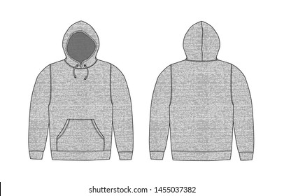 Illustration Of Hoodie (hooded Sweatshirt) / Heather Gray (front,back)