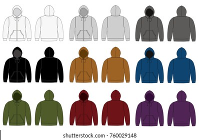 Illustration Of Hoodie (hooded Sweatshirt) , Zip Up Parka / Color Variation