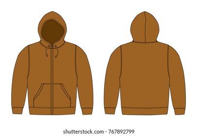Illustration of hoodie (hooded sweatshirt) , zip up parka / brown