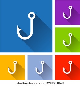 Illustration of hook icons with long shadow