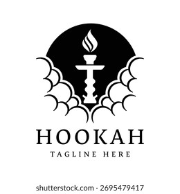 Illustration Hookah Art Logo Vektordesign mit Rauchkontur