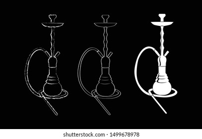 Illustration hookah. Elegant hookah , tree variants