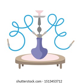 Illustration of a hookah on a table on a white background