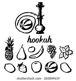 Illustration hookah tobacco taste different, creative design painted hands vector illustration