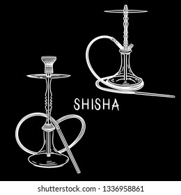 Illustration of hookahs isolated on black background.