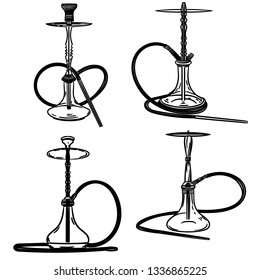 Illustration of hookahs isolated on white background.