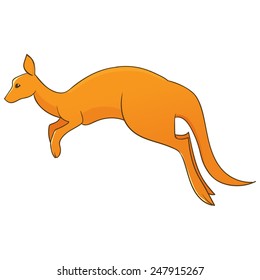 Illustration of hopping kangaroo with white background