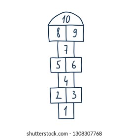 Illustration with hopscotch game. Vector concept design.