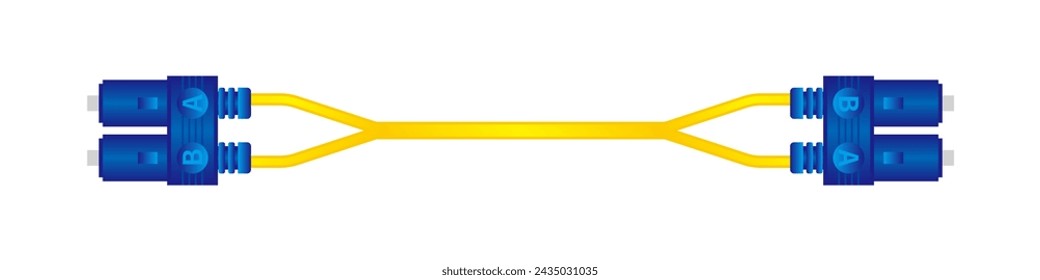 It is an illustration of a horizontal conversion cable_fiber Optic cable_sc cable_blue.