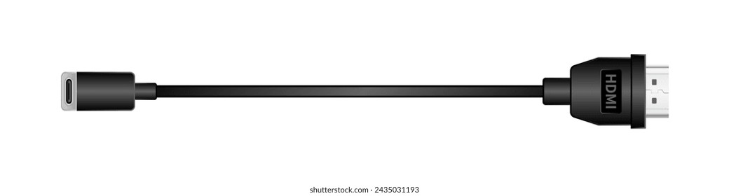 Illustration of a horizontal conversion cable_USB Type-C_Female_HDMI Type-A_Male.