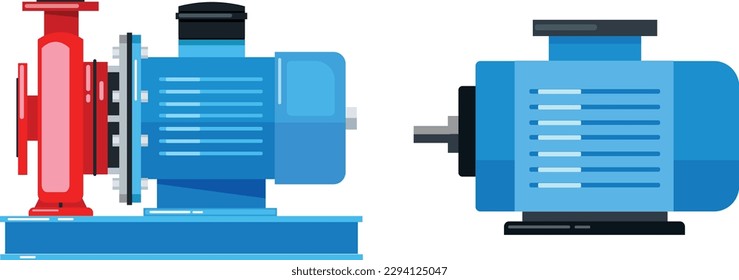 illustration of a horizontal pump and an electric motor