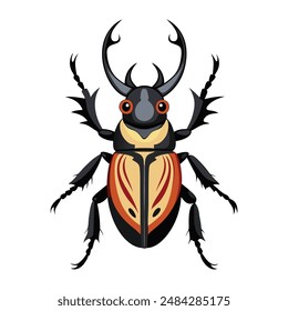 illustration of a horn beetle on white