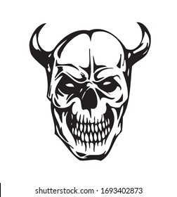 Illustration of Horned Demon Skull Vector

