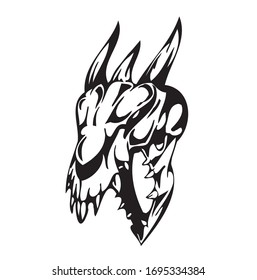 Illustration of Horned Demon Skull Vector
