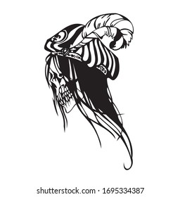 Illustration of Horned Demon Skull Vector
