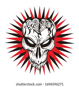 Illustration of Horned Demon Skull Vector