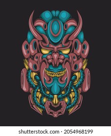 Illustration of horned skull, perfect for design of t-shirts, stickers, merchandise, etc