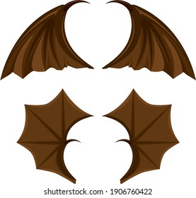 Illustration of horned wings. light brown to dark color.