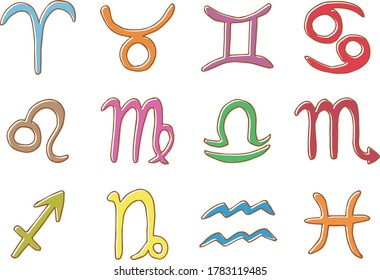 The illustration of horoscope icons set (color)