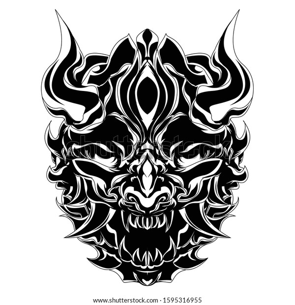 Illustration Horror Demon Horns Stock Vector (Royalty Free) 1595316955 ...