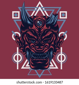 
illustration of a horrordemon using a sacred geometry background