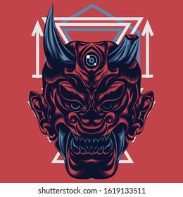 
illustration of a horrordemon using a sacred geometry background