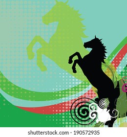 Illustration of horse with abstract background