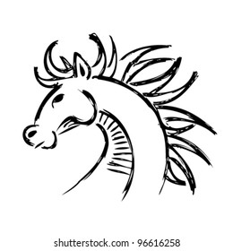 illustration of horse head - vector