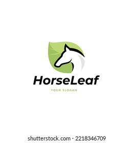 Illustration Horse leaf  logo vector 