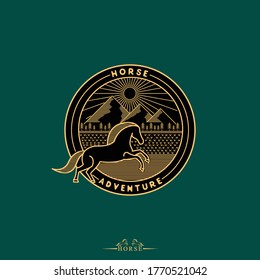 illustration horse logo with a circle background and green color