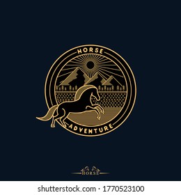 illustration horse logo with a circle background and blue color