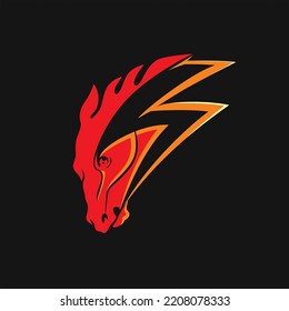 Illustration of a Horse logo that gallops like the speed of Lightning, this logo is a symbol of strength