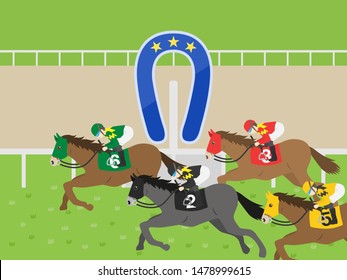 
Illustration of a horse race.