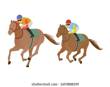 Illustration of horse racing. Horse and jockey.