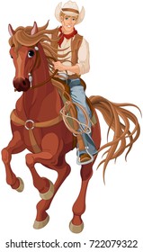 Illustration of horse riding cowboy