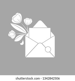 Illustration of horse riding with letter and flowers