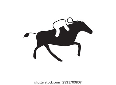 An illustration of a Horse Rracing icon featuring a cartoon stick figure, depicting the thrilling and fast-paced nature of this sport. This lively and engaging icon can be utilized in a variety of 