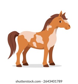 Illustration of a Horse Standing Sideways with Brown and White Coloring