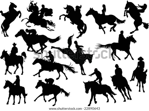 Illustration Horsemen Silhouettes On White Background Stock Vector ...