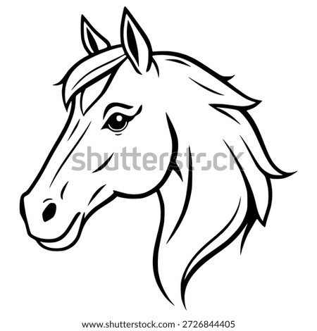 Illustration of a horse's head in profile, showcasing detailed mane and facial features from a side viewpoint