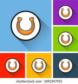 Illustration of horseshoe icons with long shadow