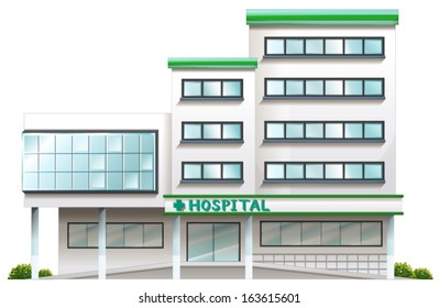 Illustration of a hospital building on a white background