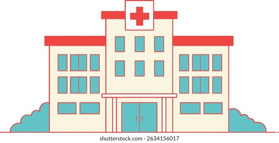 Illustration Hospital Building Red Cross Top Medical Facility Emergency Services