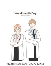 Illustration of a hospital doctor in uniform